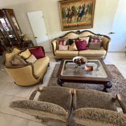 Beautiful Michael Amini Sofa Set and Large Coffee Table