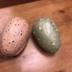 2 Vintage Paper Mache Easter Eggs