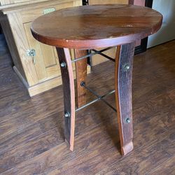 Oak Barrel End Table 