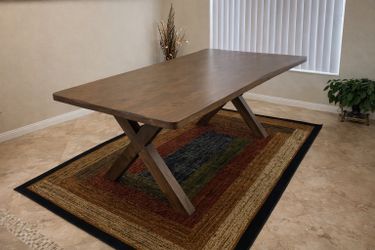 Beautiful Brand New Solid Wood Shaped Edge Dining Table