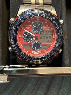 Citizen ProMaster NaviHawk C300 Thunderbirds Fighter Pilots Watch Japan Red Dial