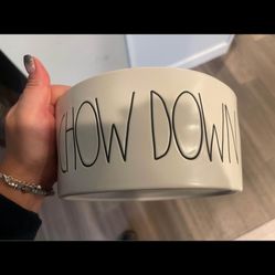 8 inch Rae Dunn “Chow Down” ceramic dog bowl. 