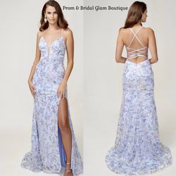 New With Tags Nina Canacci Floral Beaded Long Formal Dress & Prom Dress $239