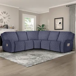 5-Pieces Oversized Recliner Couch Covers Dark Gray