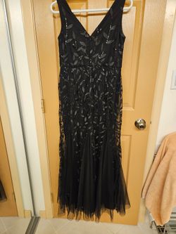 Women evening dress black shiny sequence size S