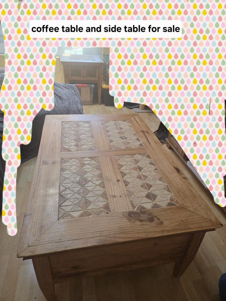 Distressed Coffee table and Side Table