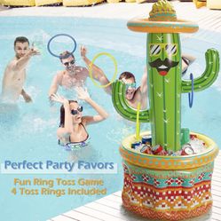 BRAND NEW Inflatable Pool Party Cooler With 4 Toss Rings