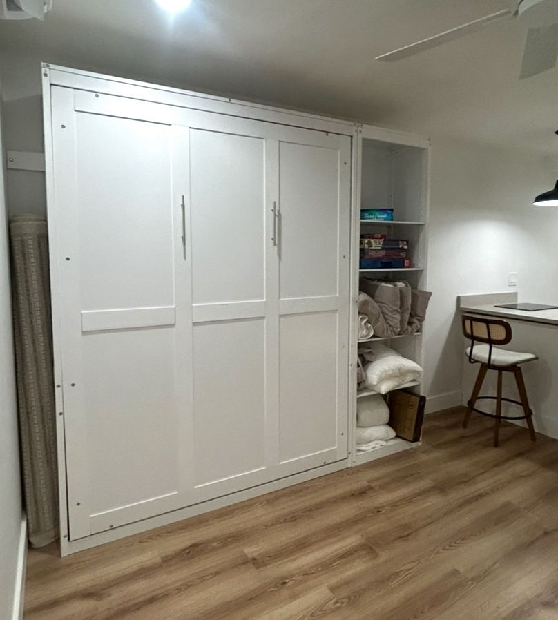 Queen Size Murphy Bed With side shelving Unit