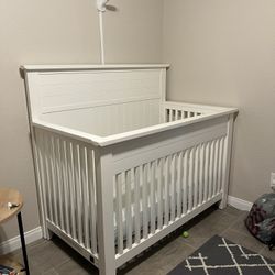 Solid Wood Crib - White (with Mattress)
