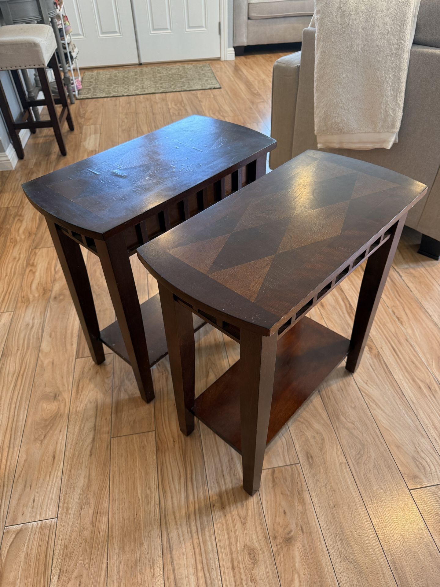 Set Of Two Dark Brown End Tables
