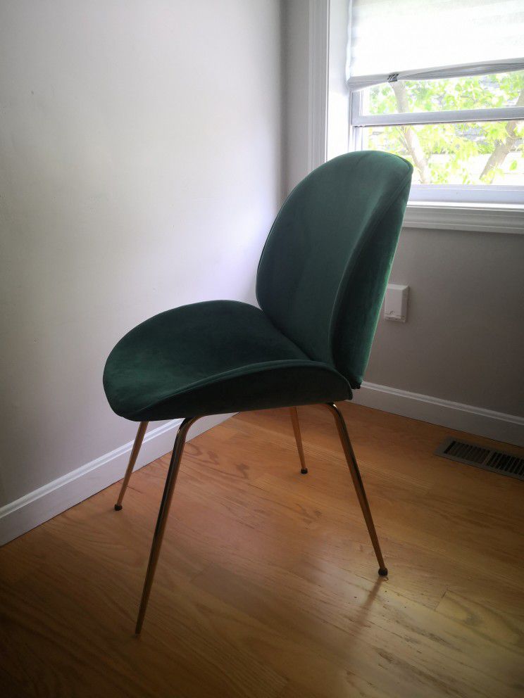 Green chair, luxury chair ,green seat , comfortable chair, suede 