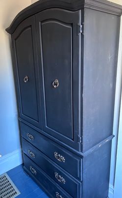 Black Wood Armoire with Drawers