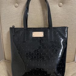 Kate Spade♠️ Black Patent Leather Logo Embossed Tote