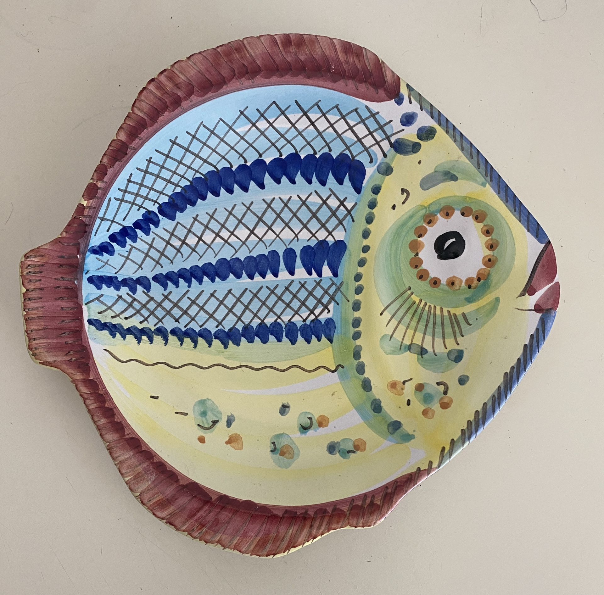 Vietri Italian Hand Painted Fish Dish
