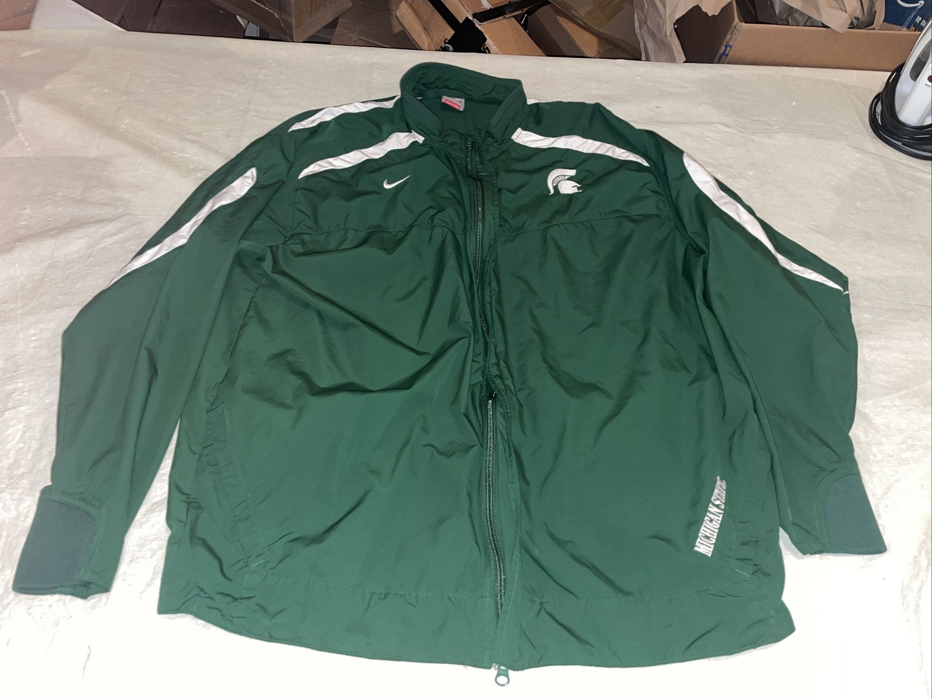 Nike Michigan State Spartans Windbreaker Jacket Mens Xl Green Full Zip Authentic
