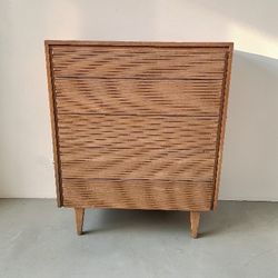 Mid Century Modern Solid Wood Slatted Highboy Storage Dresser Chest