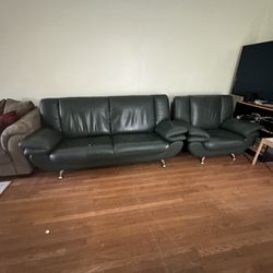 Green Leather couch 
