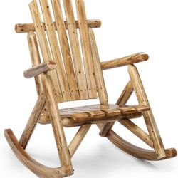 LEIGH COUNTRY Char-Log Single Rocker, Adult Outdoor Indoor Wood Rocking Chair, Solid Pine and Fir Construction