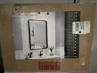 Brand New 22" x 30" Black Metal Framed Bathroom Vanity Mirror