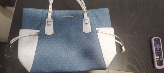 Blue and white mk bag