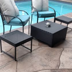 Beautiful 😍 Conversation 5 PC Set Chairs Cushions Tables Pool Deck Patio Lawn Garden Balcony Coffee Table End Tables 