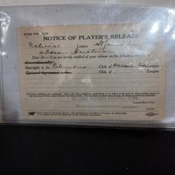Vintage Very Rare..1919 Oscar Hortsmann St Louis Cardinals Release Stub Very Rare..