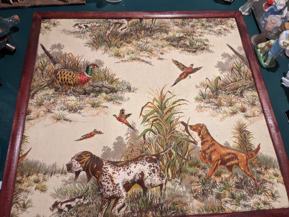 Vintage Fabric 3D Hunting Picture, 26.75" x 28.75"