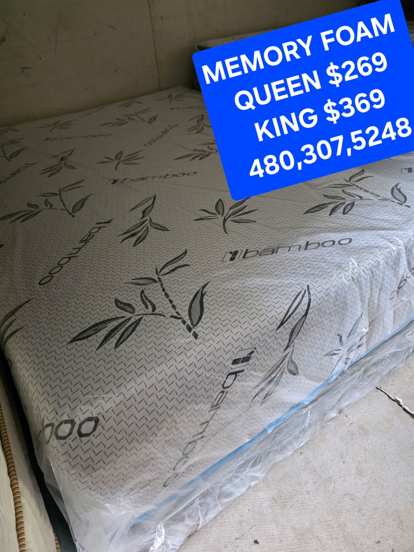 King memory foam mattress and box spring $369