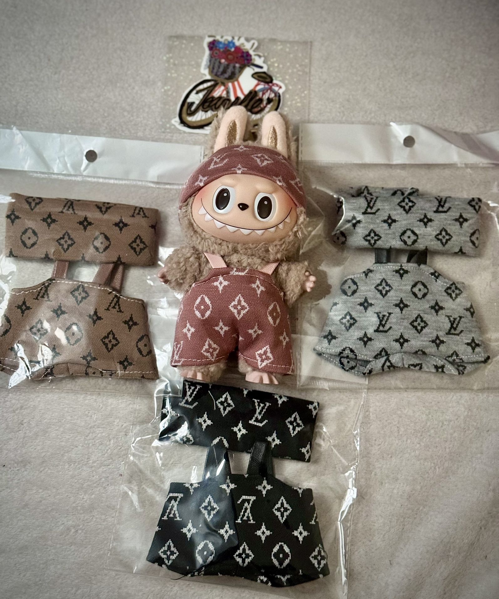 Lulu Louis Vuitton LV Designer Luxury Outfit For Your 15cm-17cm doll- Fits Labubu