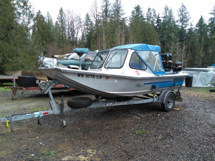 16' wooldridge Alaskan jet sled aluminum fishing boat for Sale in