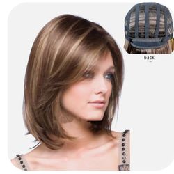 New Short Blonde Brown Wig