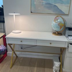 White Desk Vanity With Drawer 