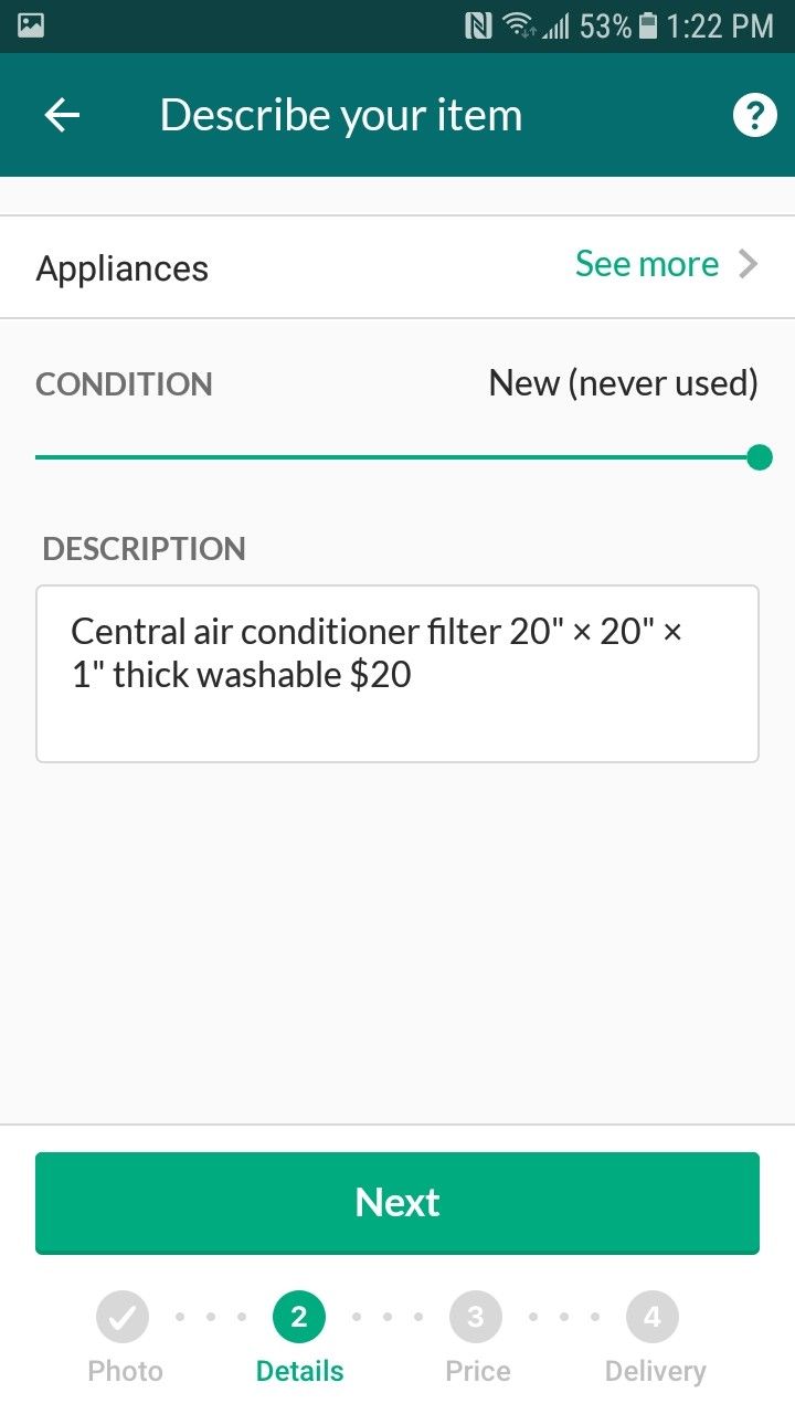 Washable central air conditioner filter
