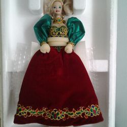 1995 Porcelain Holiday Jewel Barbie. NIB