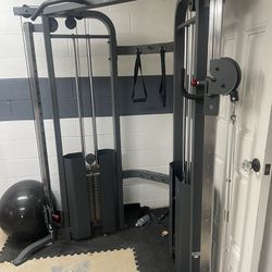 X Mark Fitness Functional Crossover Machine With Dual 200 Lb Weights Stacks . In Perfect Condition For Multiple Exercise 42” Bar With Dual Connectors 