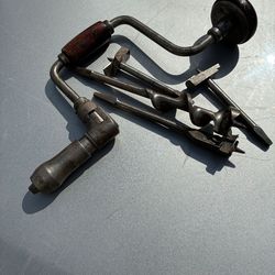 Antique hand drill with bits