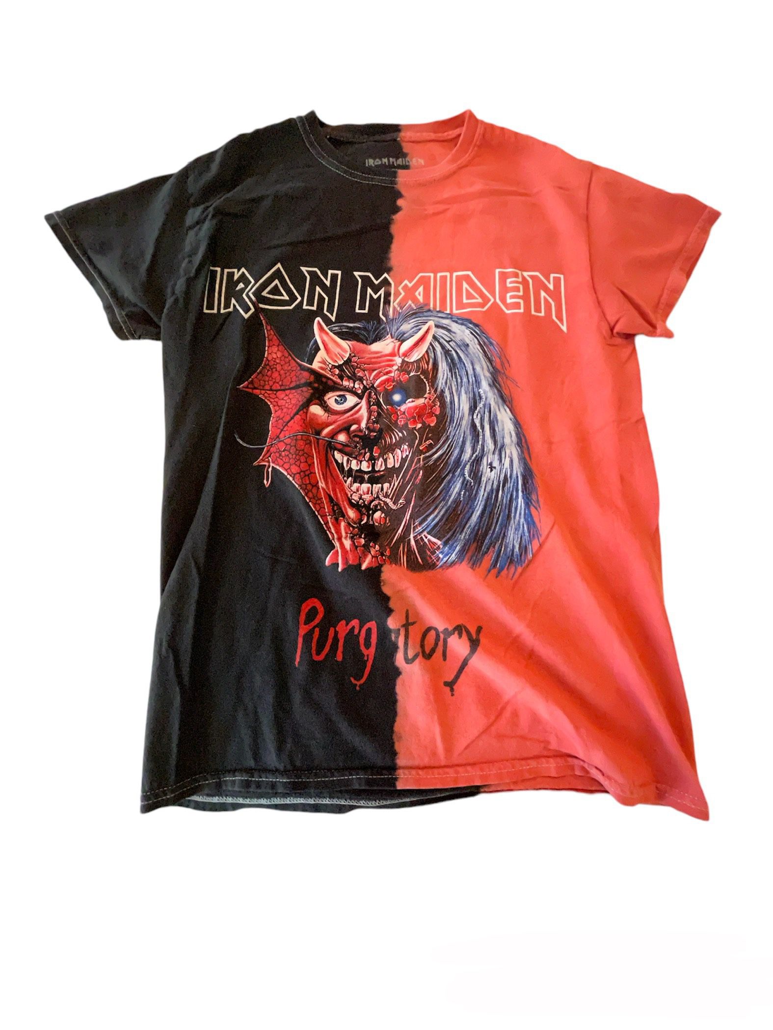 Small Iron Maiden Shirt Half Black Half Red
