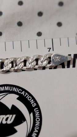 7 inch Sterling Silver Diamond-Cut Curb Chain / Bracelet 925 Italy