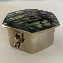 Silver/Nickel Abalone Shell Pill Case