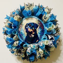 24” Deluxe Mesh Wreath With Adorable Rot  Metal Sign. Handcrafted With Only The Highest Quilty Materials.