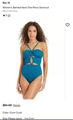 Bar III Double Down Women’s Banded Neck One-Piece swimsuit