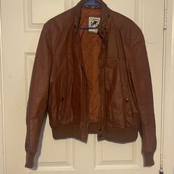 Men’s Vintage Leather Bomber Jacket Size 40 By Saddlery