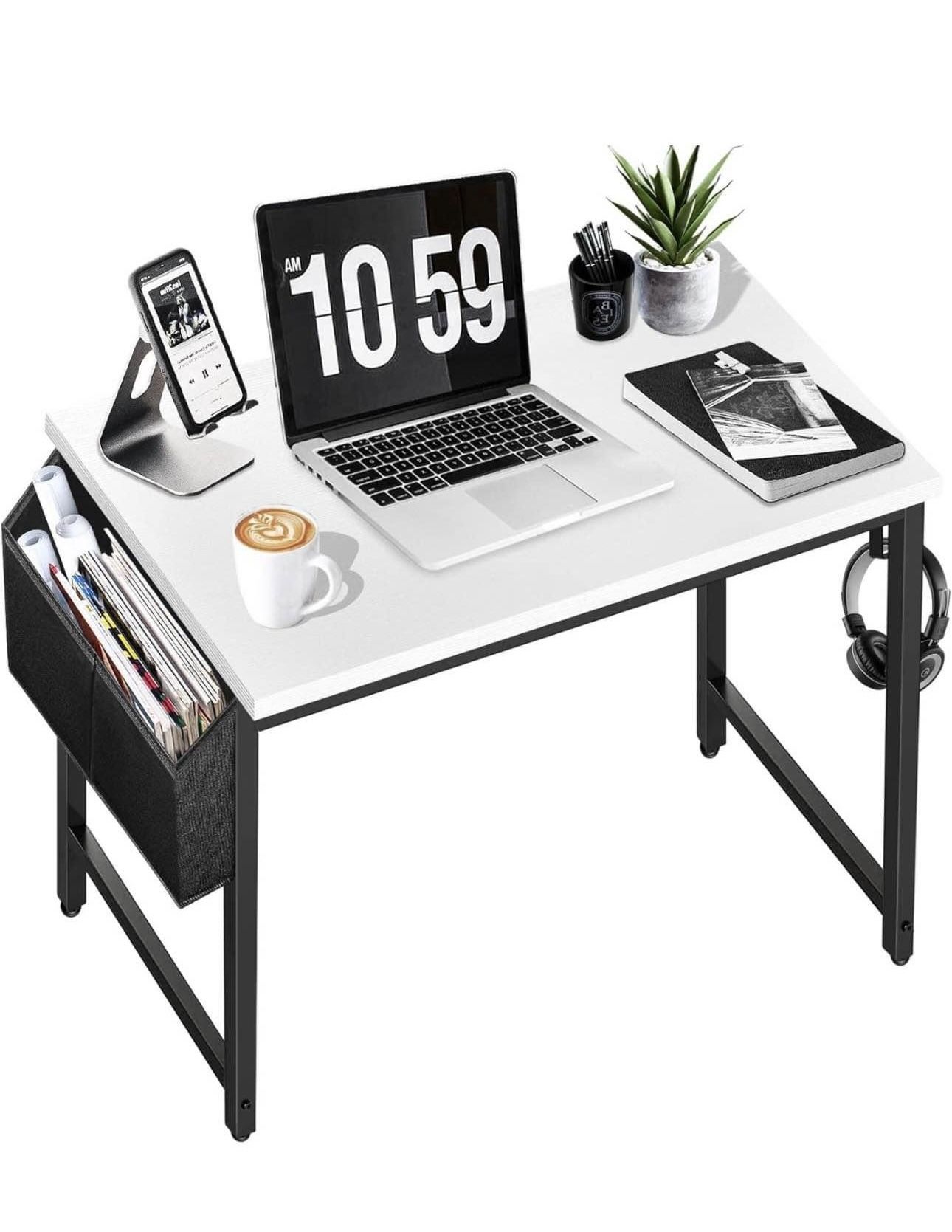 Small Computer Desk White Modern Writing Table for Small Space Kids Teens Student Study Work PC Desk $20-$50