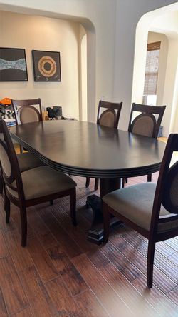 Solid wood dining set (table + 6 chairs) walnut