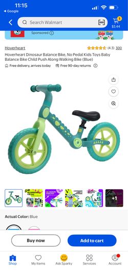 Hoverheart Dinosaur Balance Bike No Pedal Kids Toy Blue