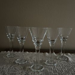Crate & Barrel Vintage Clear Martini Glasses • Five (5) 