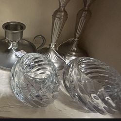 Set of 2 Vintage Crystal Votives