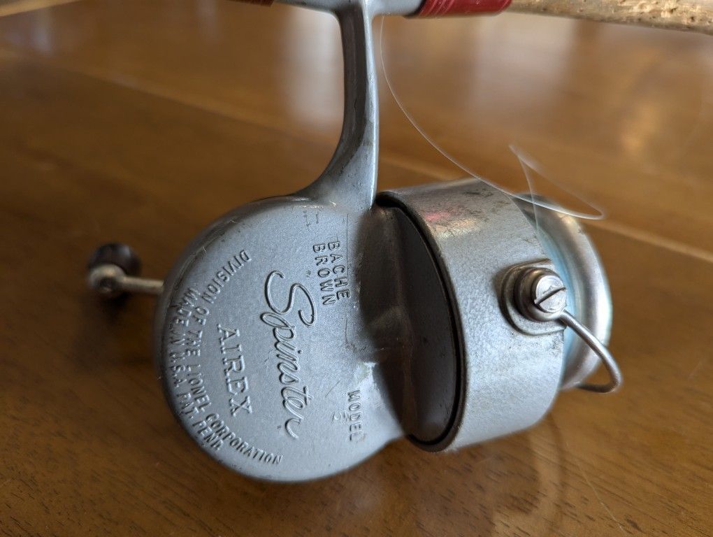 Vintage Airex Lionel Bache Brown Spinster Spinning Reel Fishing Reel, Circa 1950's