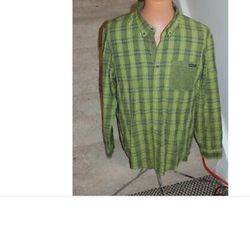 Oakley Mens M limegreen Flannel Plaid Shirt