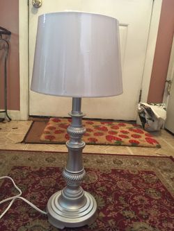 Silver Lamp with new white shade